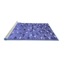 Sideview of Machine Washable Southwestern Blue Country Rug, wshcon694blu