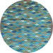 Round Southwestern Light Blue Country Rug, con694lblu