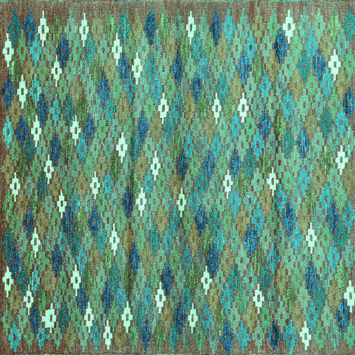 Square Southwestern Turquoise Country Rug, con694turq