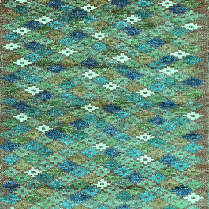 Machine Washable Southwestern Turquoise Country Area Rugs, wshcon694turq