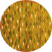 Round Machine Washable Southwestern Yellow Country Rug, wshcon694yw