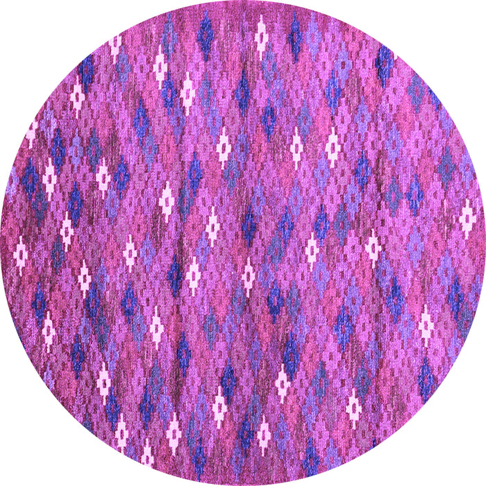 Round Machine Washable Southwestern Purple Country Area Rugs, wshcon694pur