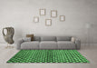 Machine Washable Abstract Emerald Green Contemporary Area Rugs in a Living Room,, wshcon695emgrn