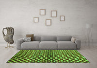 Machine Washable Abstract Green Contemporary Rug, wshcon695grn