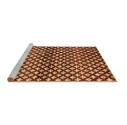 Sideview of Machine Washable Abstract Brown Contemporary Rug, wshcon695brn