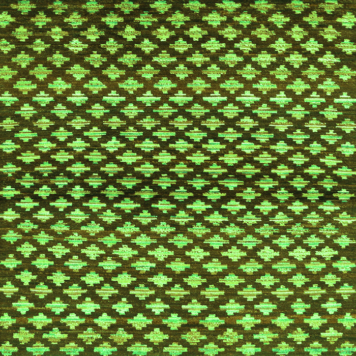 Round Machine Washable Abstract Green Contemporary Area Rugs, wshcon695grn