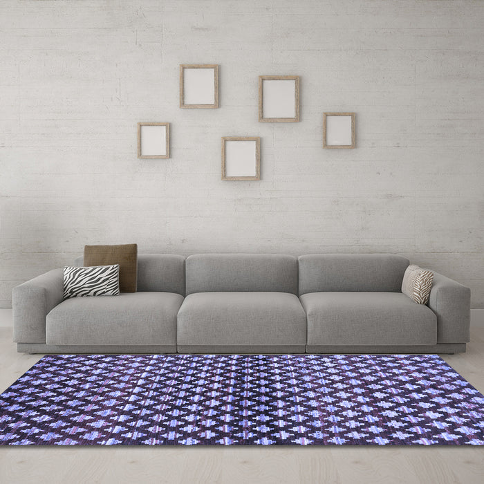 Machine Washable Abstract Blue Contemporary Rug in a Living Room, wshcon695blu