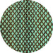 Round Abstract Turquoise Contemporary Rug, con695turq