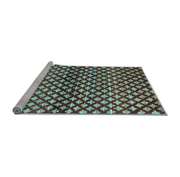 Sideview of Machine Washable Abstract Light Blue Contemporary Rug, wshcon695lblu