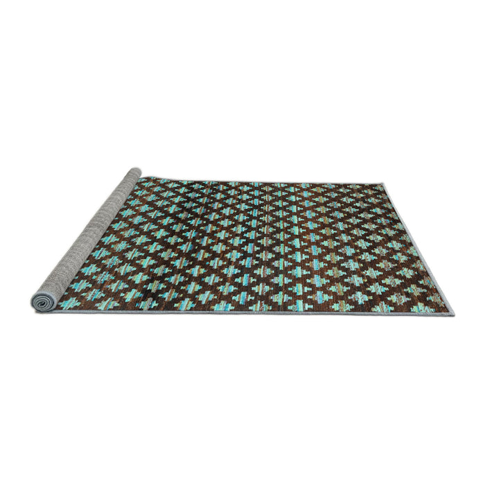 Sideview of Machine Washable Abstract Light Blue Contemporary Rug, wshcon695lblu