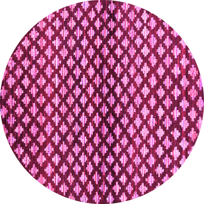 Round Machine Washable Abstract Pink Contemporary Rug, wshcon695pnk