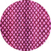 Round Machine Washable Abstract Pink Contemporary Rug, wshcon695pnk