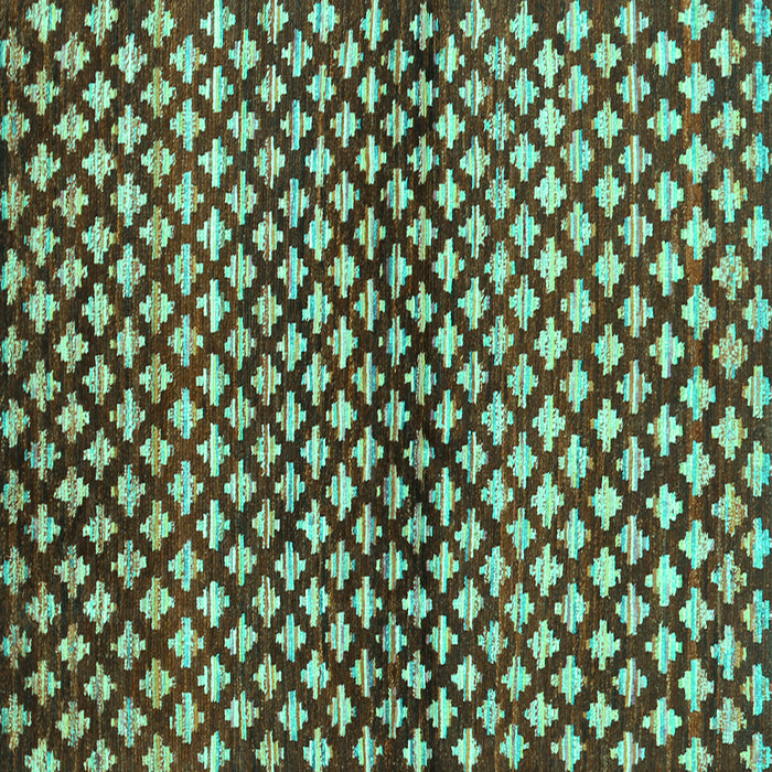 Square Machine Washable Abstract Turquoise Contemporary Area Rugs, wshcon695turq