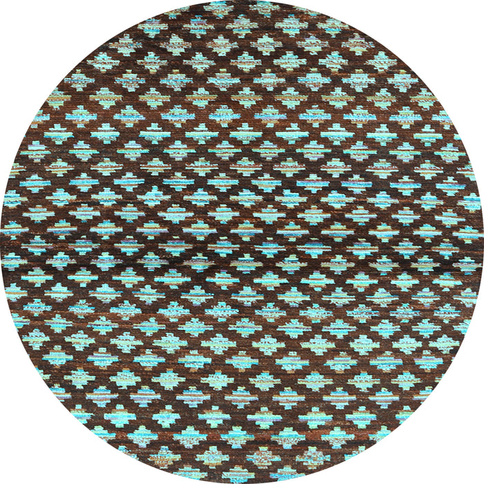 Round Abstract Light Blue Contemporary Rug, con695lblu