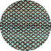 Round Abstract Light Blue Contemporary Rug, con695lblu