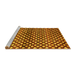 Sideview of Machine Washable Abstract Yellow Contemporary Rug, wshcon695yw
