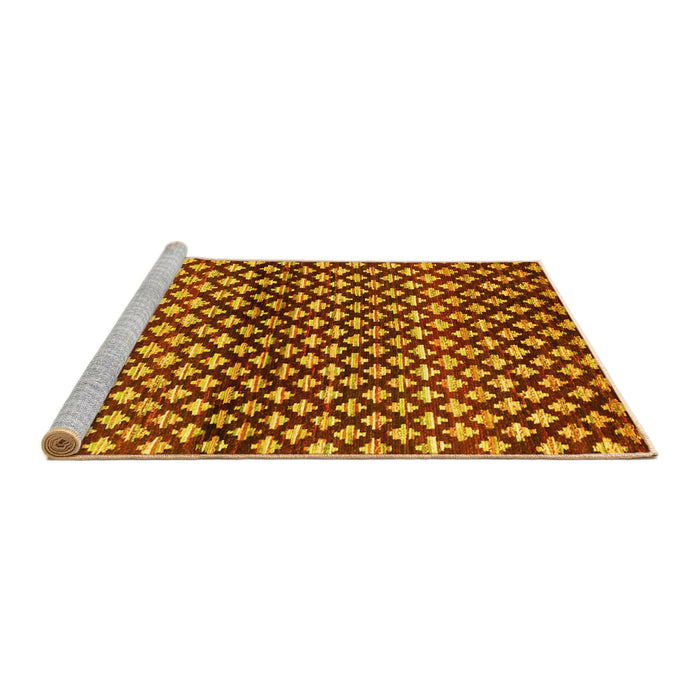Sideview of Machine Washable Abstract Yellow Contemporary Rug, wshcon695yw