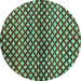 Round Machine Washable Abstract Turquoise Contemporary Area Rugs, wshcon695turq