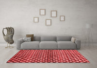 Machine Washable Abstract Red Contemporary Rug, wshcon695red