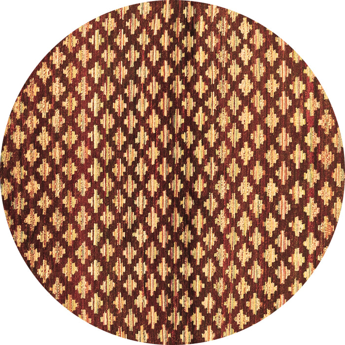 Round Machine Washable Abstract Brown Contemporary Rug, wshcon695brn