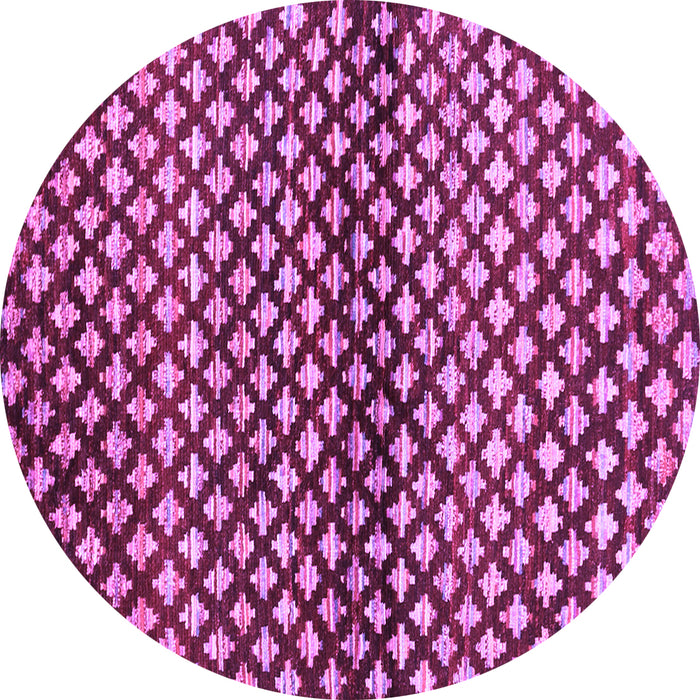 Round Machine Washable Abstract Purple Contemporary Area Rugs, wshcon695pur