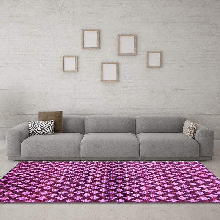 Machine Washable Abstract Purple Contemporary Area Rugs in a Living Room, wshcon695pur