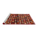 Serging Thickness of Machine Washable Contemporary Rust Pink Rug, wshcon696