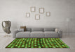 Machine Washable Abstract Green Contemporary Area Rugs in a Living Room,, wshcon696grn