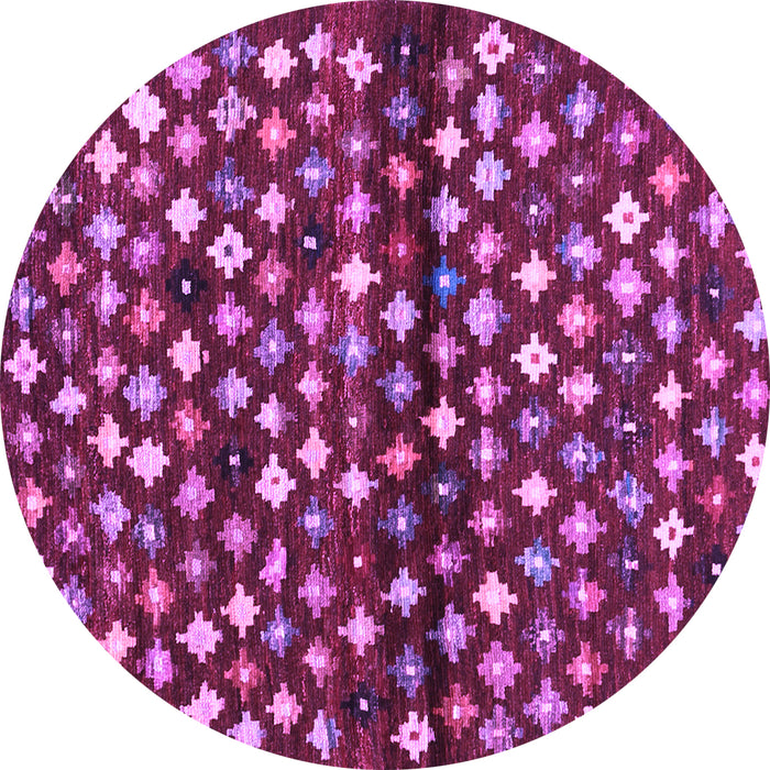 Round Machine Washable Abstract Purple Contemporary Area Rugs, wshcon696pur