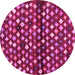 Round Machine Washable Abstract Pink Contemporary Rug, wshcon696pnk