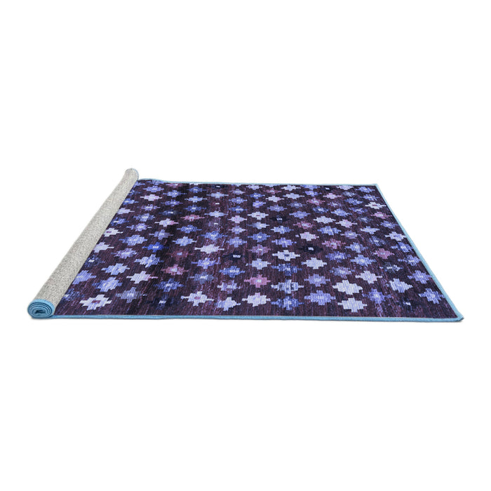Sideview of Machine Washable Abstract Blue Contemporary Rug, wshcon696blu