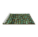 Sideview of Machine Washable Abstract Turquoise Contemporary Area Rugs, wshcon696turq
