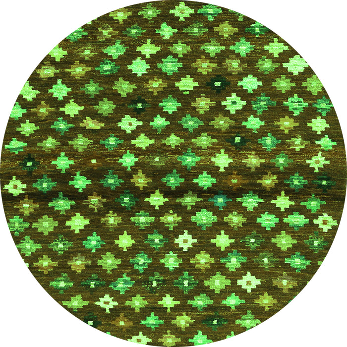 Square Abstract Green Contemporary Rug, con696grn