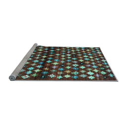 Sideview of Machine Washable Abstract Light Blue Contemporary Rug, wshcon696lblu