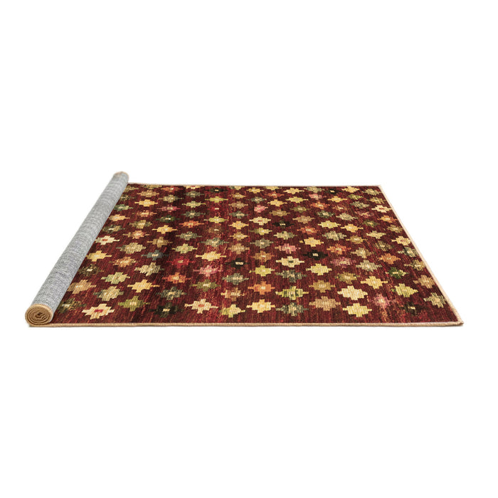 Sideview of Machine Washable Abstract Brown Contemporary Rug, wshcon696brn