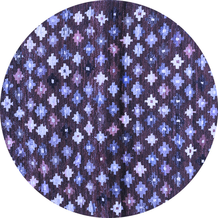 Round Abstract Blue Contemporary Rug, con696blu