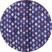 Round Abstract Blue Contemporary Rug, con696blu