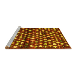 Sideview of Machine Washable Abstract Yellow Contemporary Rug, wshcon696yw