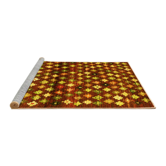 Sideview of Machine Washable Abstract Yellow Contemporary Rug, wshcon696yw