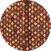 Round Machine Washable Abstract Brown Contemporary Rug, wshcon696brn