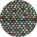 Round Abstract Light Blue Contemporary Rug, con696lblu