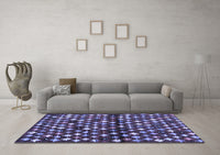 Machine Washable Abstract Blue Contemporary Rug, wshcon696blu