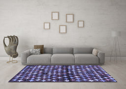 Machine Washable Abstract Blue Contemporary Rug in a Living Room, wshcon696blu