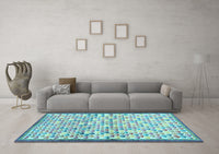 Machine Washable Abstract Light Blue Contemporary Rug, wshcon697lblu