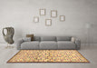 Machine Washable Abstract Brown Contemporary Rug in a Living Room,, wshcon697brn