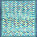 Square Machine Washable Abstract Light Blue Contemporary Rug, wshcon697lblu