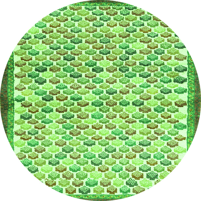 Square Abstract Green Contemporary Rug, con697grn