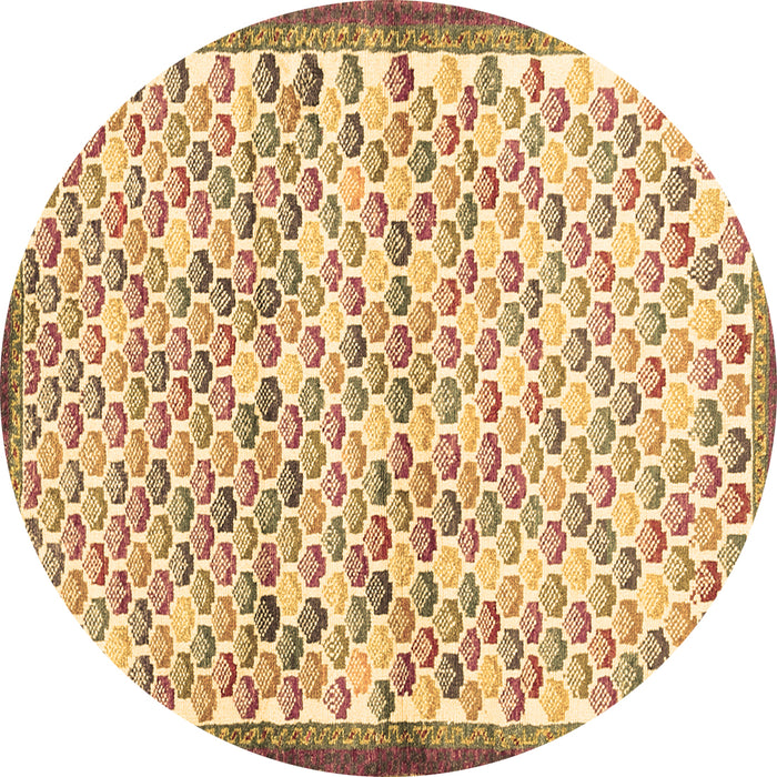 Round Machine Washable Abstract Brown Contemporary Rug, wshcon697brn