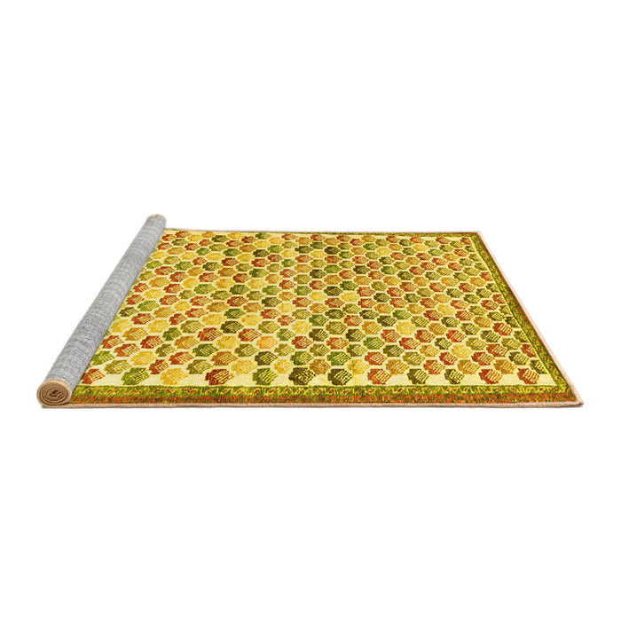 Sideview of Machine Washable Abstract Yellow Contemporary Rug, wshcon697yw