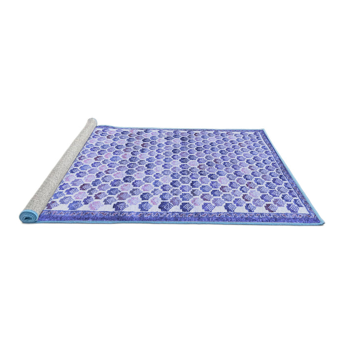 Sideview of Machine Washable Abstract Blue Contemporary Rug, wshcon697blu